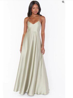 Show Me Your Mumu Women's Size Small Faith Maxi Dress Moss Green Luxe Satin